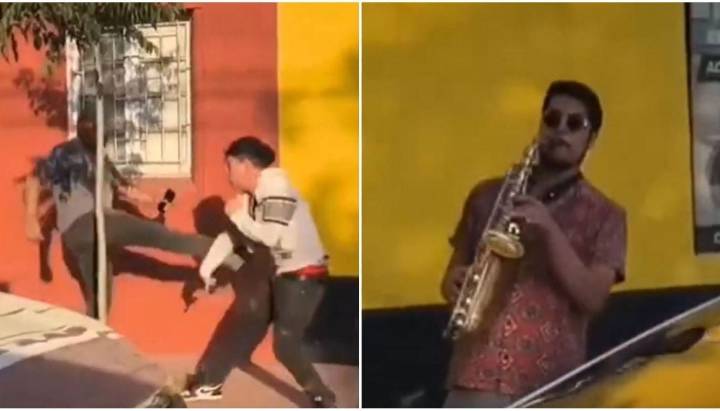 "Quería tocar la de Rocky": habla saxofonista que musicalizó pelea callejera en Los Andes