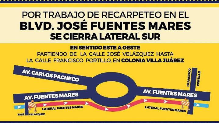 ¡Toma precauciones! Emiten alerta vial por trabajos de recarpeteo en la avenida Fuentes Mares
