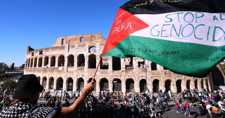 Cientos de miles marchan en Roma, Barcelona y Madrid contra campaña militar de Israel en Gaza
