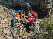 Bomberos del DUAR realizaron un simulacro de rescate en los túneles de Taninga