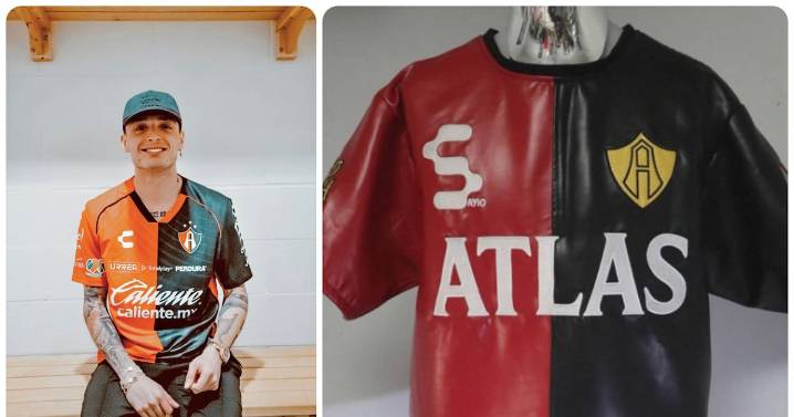 La camiseta más valiosa: Peso Pluma presume jersey del Atlas con oro de 14 quilates