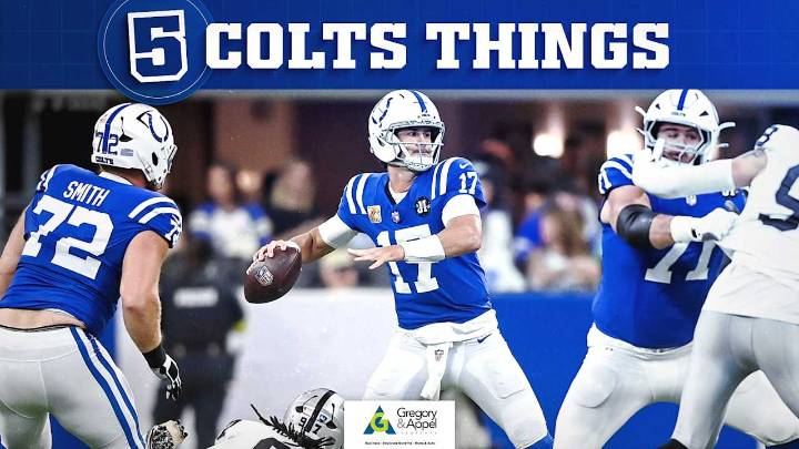 5 Colts Things: Where offense ranks in NFL through Week 5, Daniel Jones dissects Raiders' defense, inside Segun Olubi's blocked punt