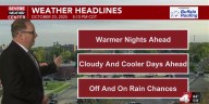 More clouds means cooler days, warmer nights and off and on rain chances the next several days