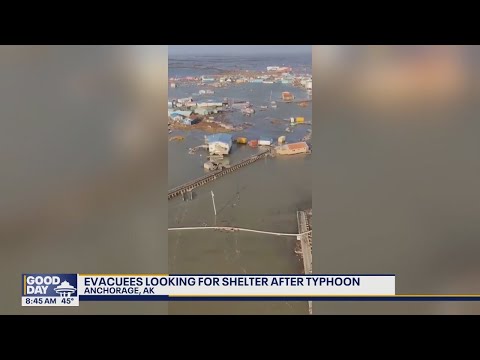 Evacuees look for shelter after Alaska Typhoon Halong