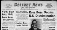 Deseret News archives: Soviet Premier Nikita Khrushchev pounds the U.N. pulpit, maybe