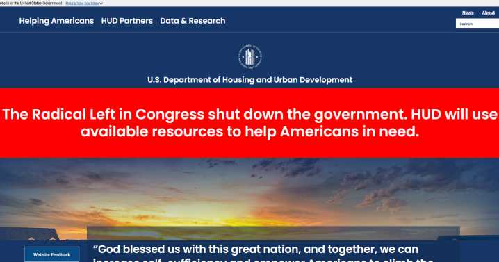 Partisan messages posted on government websites claiming 'Radical Left' has shut down the government