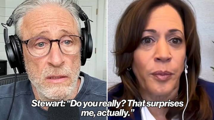 Jon Stewart Stunned as Kamala Harris Defends Biden’s Fitness for Another Term