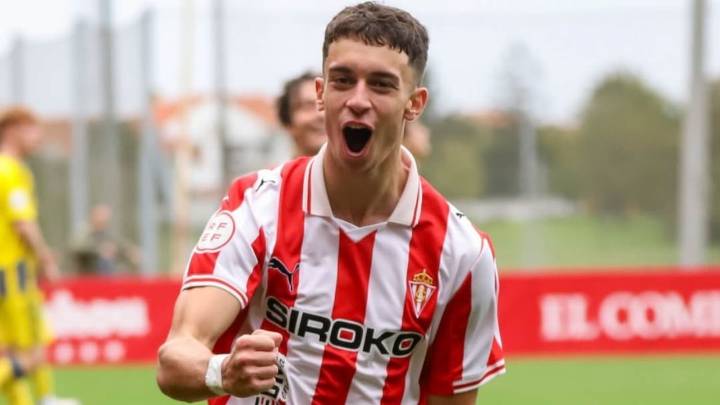El Sporting renueva y ata a Dani Paul, el jugador más destacado en la goleada al Oviedo del derbi juvenil