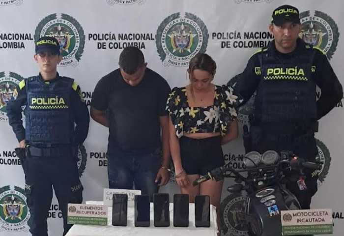 Cayó pareja dedicada al robo de celulares en Valledupar