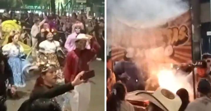 Incendio en pleno Desfile de Catrinas 2025 en CDMX causa pánico ¿Qué pasó en Paseo de la Reforma? (VIDEO)