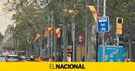 Protestas por el mantenimiento de banderas españolas en el paseo de Gràcia al día siguiente del 12