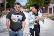 Mayra recorrió nuevas obras de asfalto en La Florida con Tignanelli