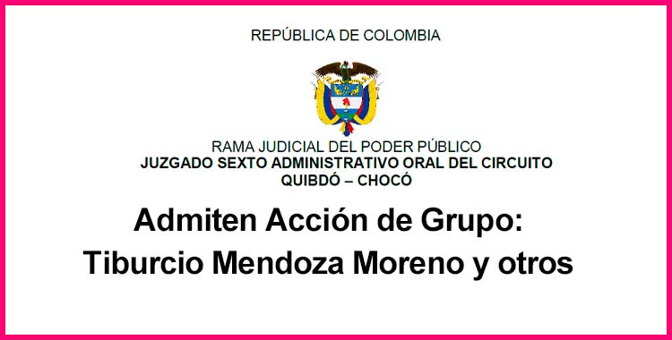 Admiten Acción de Grupo: Tiburcio Mendoza Moreno y otros
