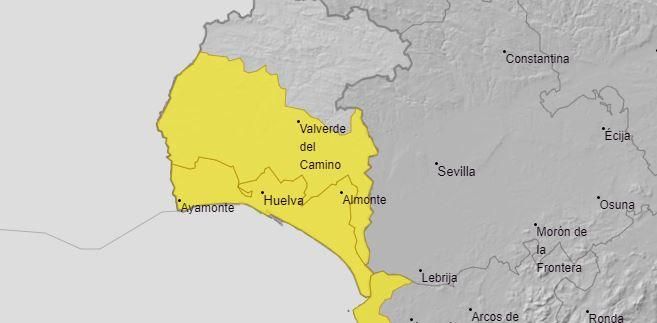 Cambio radical del tiempo: la Aemet activa el aviso amarillo por lluvias y tormentas en Huelva