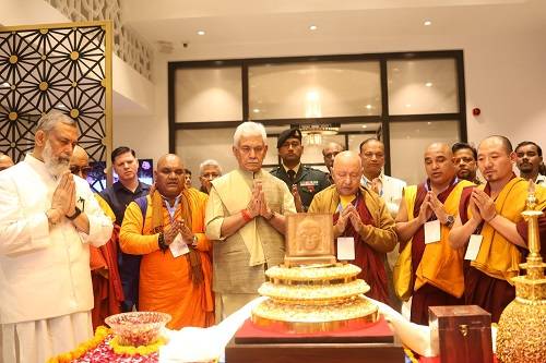 LG Sinha Arrives At Delhi with Holy Relics of Lord Buddha