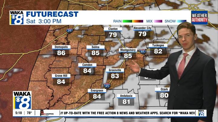 Warm, breezy, some clouds this weekend; Some showers Sunday