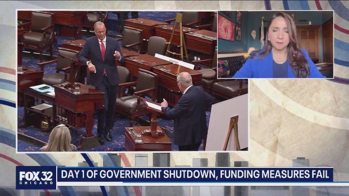 Day 1 of government shutdown, funding measures fail