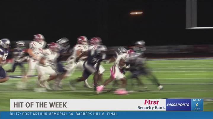 West Orange-Stark High School's Amraje Matthews makes the week 7 the Hit of the Week