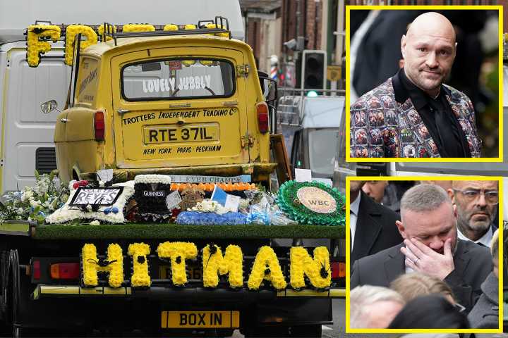 Adoring Ricky Hatton fans line streets for boxing legend's funeral as Tyson Fury, Wayne Rooney and Liam Gallagher lead mourners