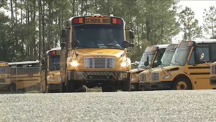 Child riding electric scooter seriously hurt after colliding with school bus in Clay County