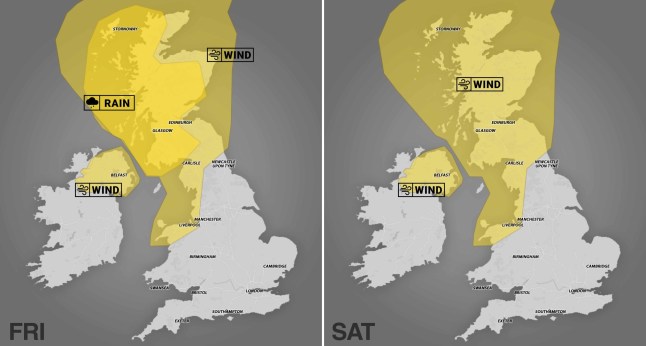 Map shows where Storm Amy will hit the UK with heavy rain and strong winds