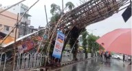 Durga Puja Light Gate Collapses Near College Square As Heavy Rain, Strong Winds Lash Cuttack