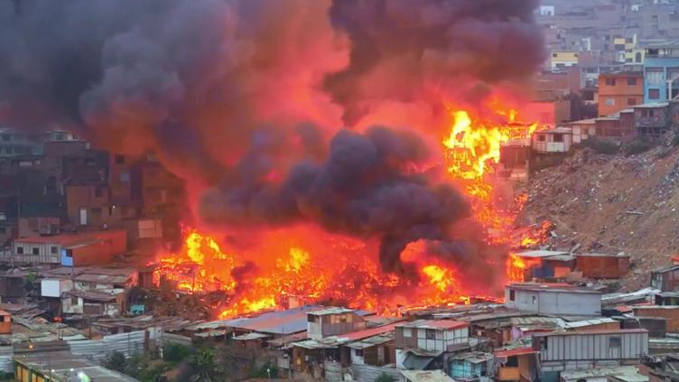 Emergencia en Perú: gigantesco incendio arrasó con más de 100 casas 🎦