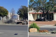Video: Adulto mayor vuelca en su auto y se impacta contra edificio en El Paso