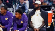 Lakers’ LeBron and Bronny James share wholesome moment vs. Warriors