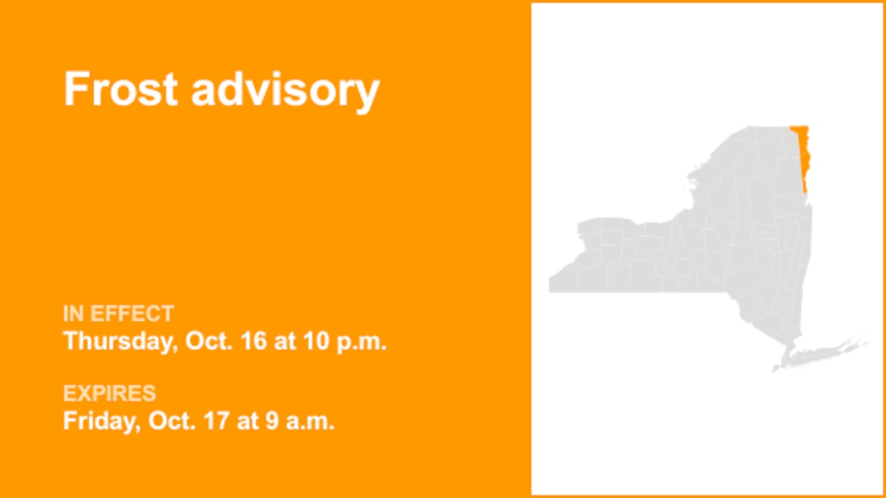 NY weather: Frost advisory for Clinton and Essex counties until Friday morning