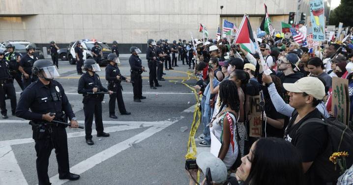 Police declare 'unlawful assembly' at downtown L.A. protest, use tear gas to disperse crowds