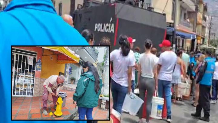 Con hidrantes y hasta tanquetas de la Policía se surte de agua el norte del Aburrá. Obras ya van en el 69%
