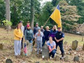 Jeptha Abbott DAR members work at Old Eagle School Burial Ground