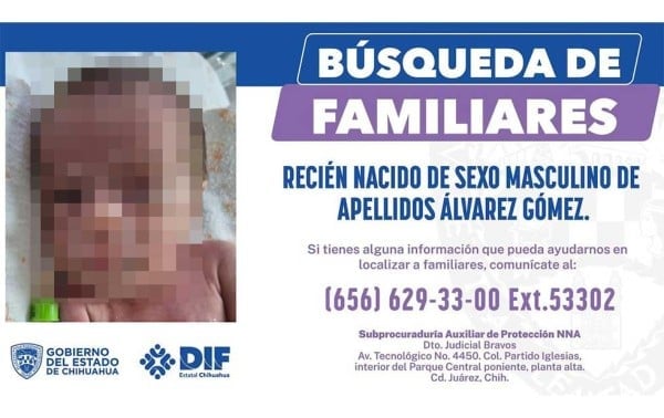 DIF busca a familiares de recién nacido