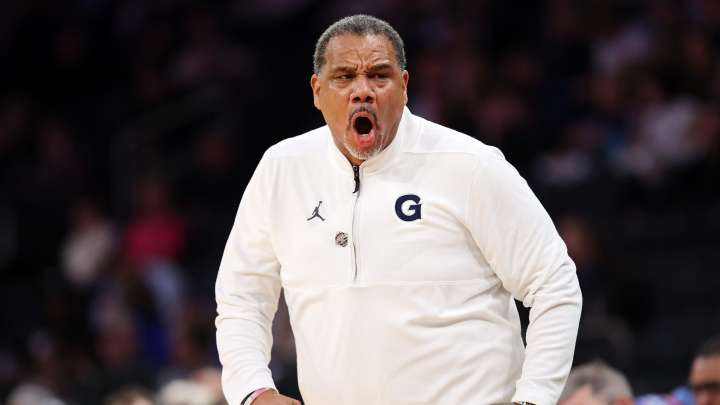 Georgetown Hoyas head coach Ed Cooley speaks at Big East Media Day
