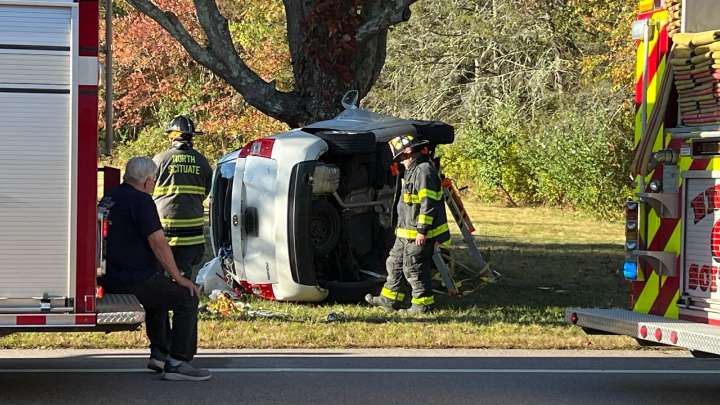Medical examiner on scene after rollover crash in Scituate