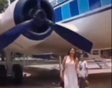 Video: This woman posing near jet propeller had no idea what was coming!