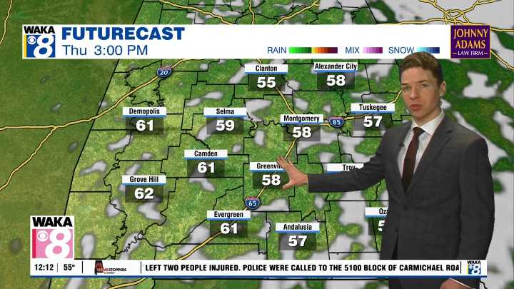 Cloudy, cool, windy Thursday; Clearing sky, cold Thursday night