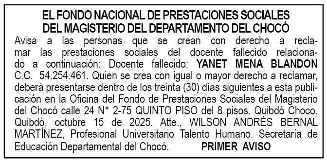 Edicto 1er. aviso Yanet Mena Blandón