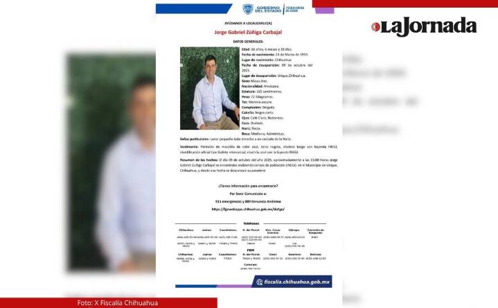 Emiten ficha de búsqueda de encuestador del Inegi desaparecido en Chihuahua