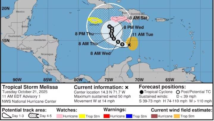 La tormenta tropical Melissa se forma en el Caribe. Esto es lo que podría ocurrir