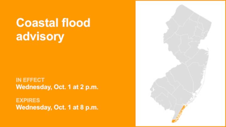 Update: Cape May County placed under a coastal flood advisory Wednesday