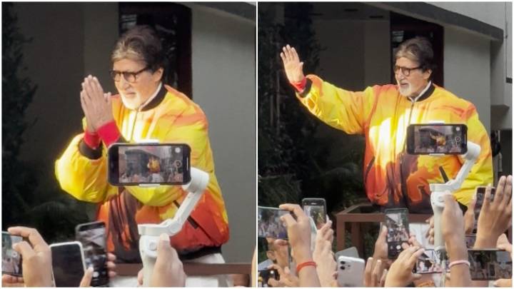 Amitabh Bachchan greets fans outside Jalsa on his 83rd birthday