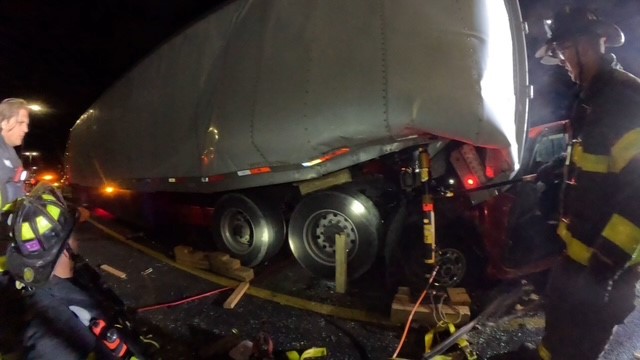 Pickup truck driver sent to hospital after rear ending tractor