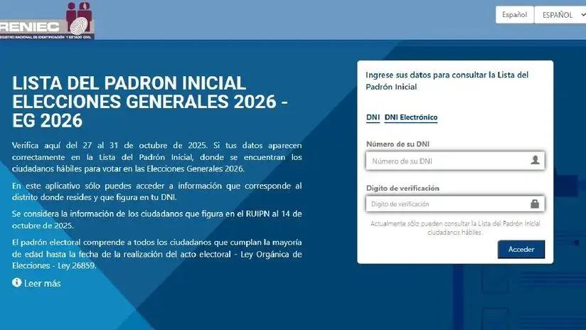 Reniec sobre difusión de datos personales en Padrón Electoral: "En todos los procesos se ha cumplido con la publicación bajo los mismos parámetros"