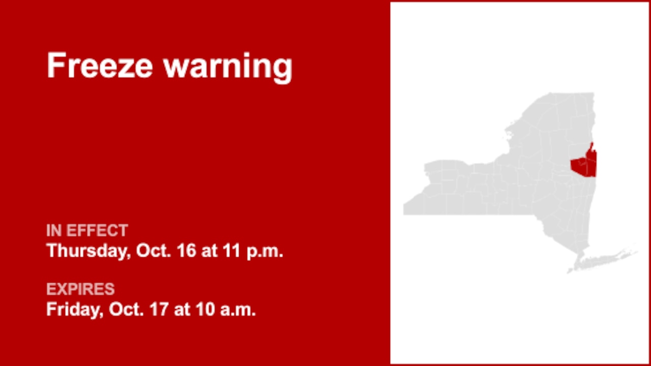 NY weather: Freeze warning for New York until Friday morning