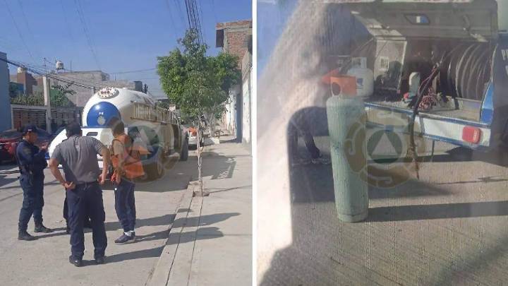 Sorprenden a repartidores de gas llenando un tanque directo de la pipa
