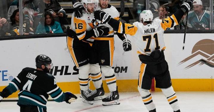 Crosby and Malkin each have goal and assist, Jarry stops 31 shots as Penguins beat Sharks 3