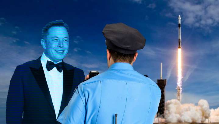 California Police Attempt To Arrest Elon Musk's Holographic Decoy As Real Musk Escapes On Rocket To Mars