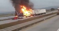 Grave accidente en autopista Arco Norte: Choque e incendio de tráileres cierra tramo Sahagún
